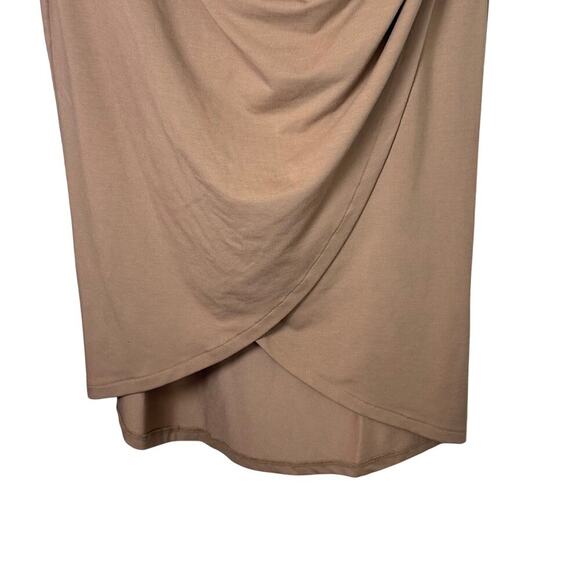 New OPEN EDIT Ruched Tulip Hem Skirt in Tan Cartouche Women’s Sz M - Picture 3 of 10